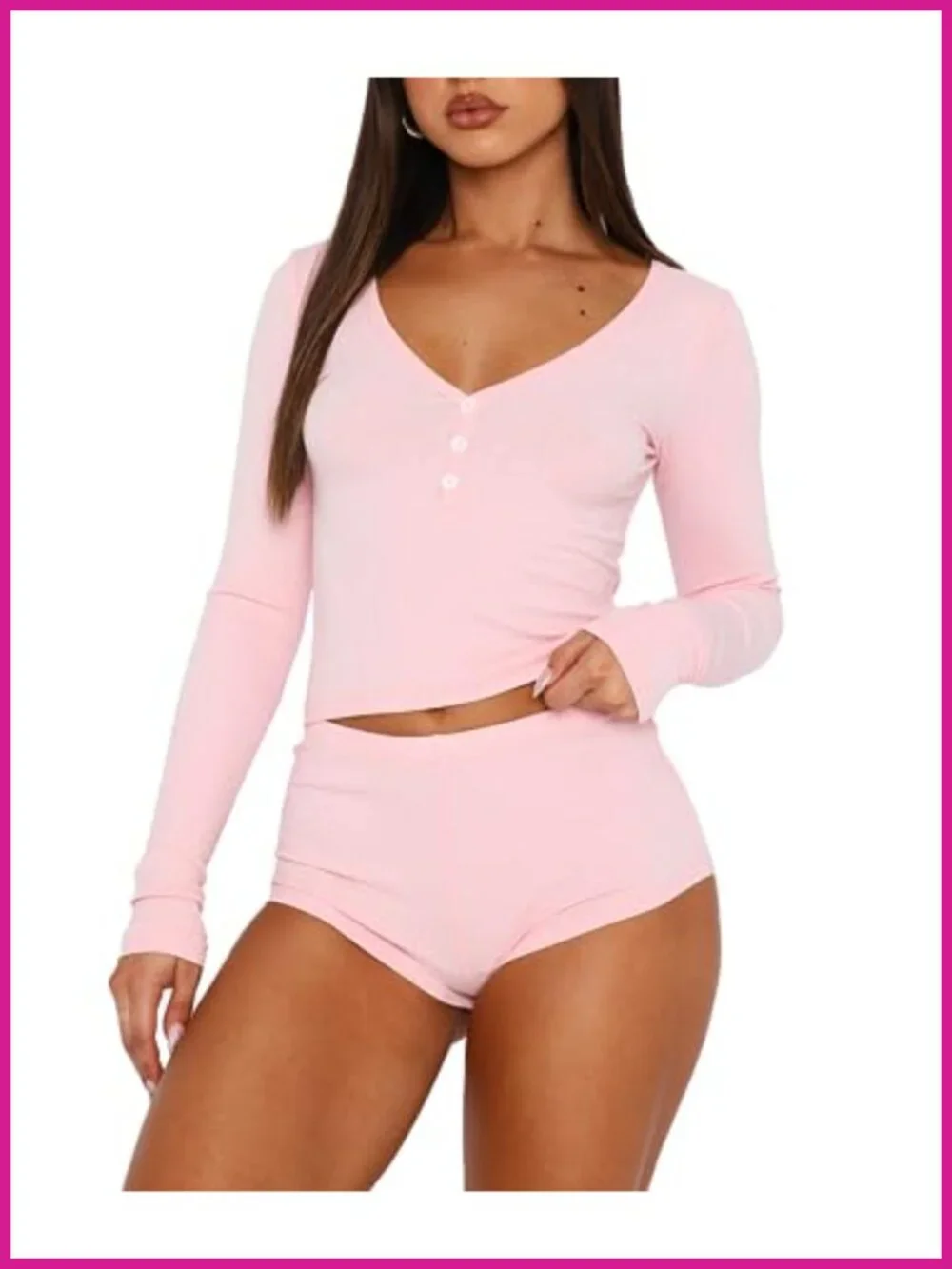 REVETRO Womens 2 Piece Pajama Set Lace Crop Top Shorts Lounge Set